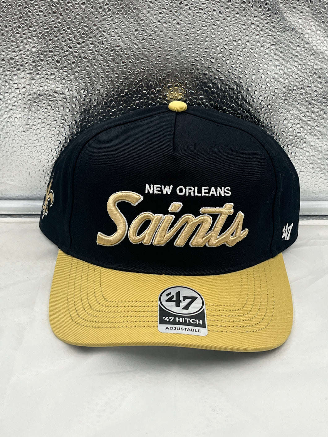 New Orleans Saints NFL '47 Brand Black Two Tone Script Hitch Adjustable Hat - Casey's Sports Store