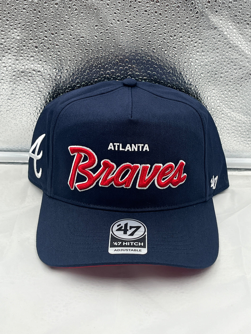 Atlanta Braves MLB '47 Brand Navy Script Hitch Adjustable Snapback Hat - Casey's Sports Store