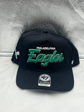 Load image into Gallery viewer, Philadelphia Eagles NFL &#39;47 Throwback Black Script Hitch Snapback Adjustable Hat - Casey&#39;s Sports Store
