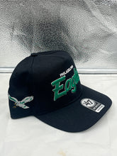 Load image into Gallery viewer, Philadelphia Eagles NFL &#39;47 Throwback Black Script Hitch Snapback Adjustable Hat - Casey&#39;s Sports Store
