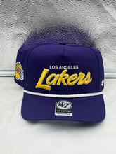 Load image into Gallery viewer, Los Angeles Lakers NBA &#39;47 Brand Purple Hitch Script Snapback Adjustable Hat - Casey&#39;s Sports Store
