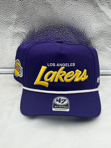 Los Angeles Lakers NBA '47 Brand Purple Hitch Script Snapback Adjustable Hat - Casey's Sports Store
