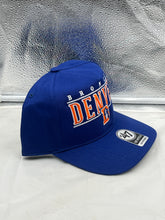 Load image into Gallery viewer, Denver Broncos NFL &#39;47 Brand Throwback Blue Script Hitch Snapback Adjustable Hat - Front View showcasing classic blue script logo and adjustable fit.
