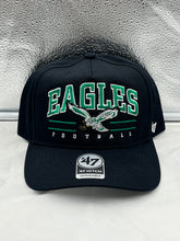 Load image into Gallery viewer, Philadelphia Eagles NFL &#39;47 Throwback Black Roscoe Hitch Snapback Adjustable Hat - Casey&#39;s Sports Store
