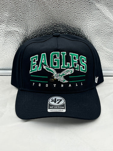 Philadelphia Eagles NFL '47 Throwback Black Roscoe Hitch Snapback Adjustable Hat - Casey's Sports Store