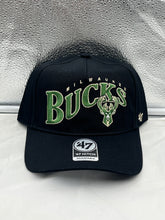 Load image into Gallery viewer, Milwaukee Bucks NBA &#39;47 Brand Black Hitch Wave Snapback Adjustable Hat - Casey&#39;s Sports Store
