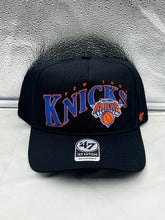 Load image into Gallery viewer, New York Knicks NBA &#39;47 Brand Black Hitch Wave Snapback Adjustable Hat - Casey&#39;s Sports Store
