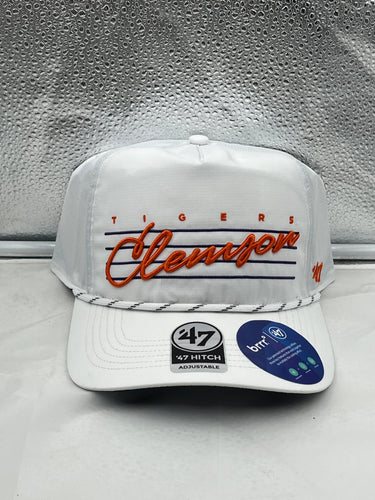 Clemson Tigers NCAA '47 Brand White Hitch Rope Adjustable Snapback Hat - Casey's Sports Store