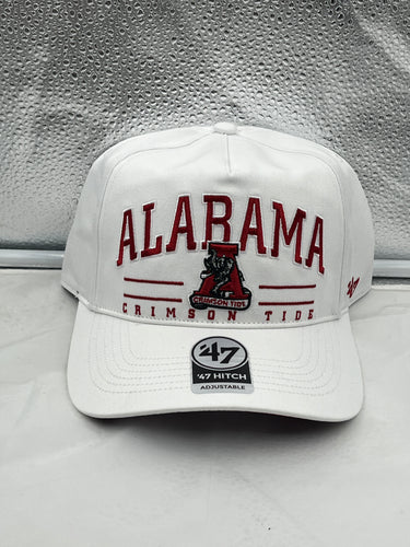 Alabama Crimson Tide Throwback NCAA 47 Brand White Hitch Adjustable Snapback Hat - Casey's Sports Store