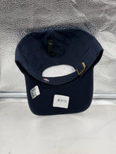 Load image into Gallery viewer, Denver Broncos NFL '47 Brand Navy Blue Clean Up Adjustable Strapback Hat styled with casual outfit, demonstrating how this versatile Denver Broncos hat complements fan attire.
