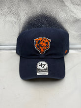Load image into Gallery viewer, Chicago Bears NFL '47 Brand Navy Blue Clean Up Adjustable Strapback Hat showcasing team pride with bold embroidery.
