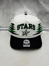 Load image into Gallery viewer, Dallas Stars NHL '47 Brand White Diamond Hitch Adjustable Snapback Hat showcasing a stylish white diamond design, perfect for fans of the Dallas Stars hat.
