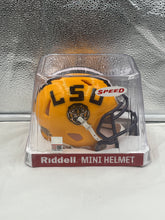 Load image into Gallery viewer, LSU Tigers NCAA Riddell Speed Yellow Mini Helmet - Casey&#39;s Sports Store
