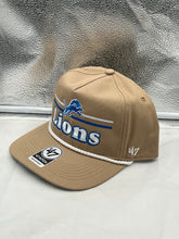 Load image into Gallery viewer, Close-up view of the adjustable snapback design of the Detroit Lions NFL &#39;47 Brand Khaki Rope Hitch Hat, illustrating its comfortable fit.
