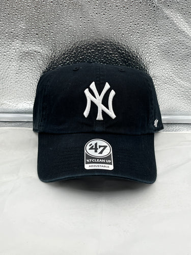 New York Yankees MLB '47 Brand Black Clean Up Adjustable Strapback Hat - Casey's Sports Store