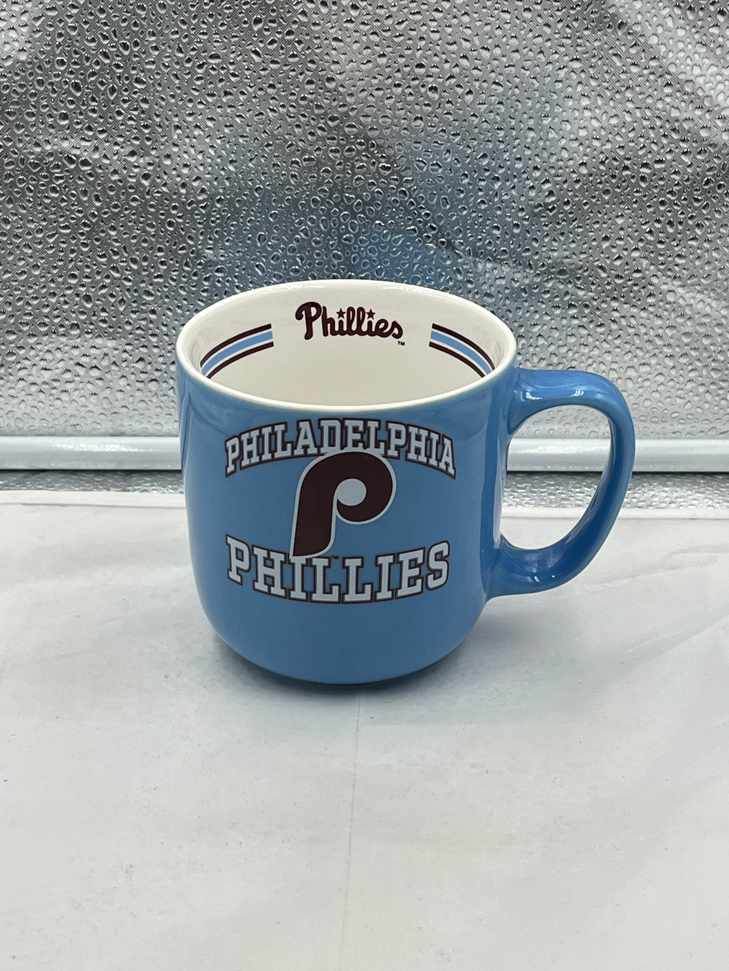 Philadelphia Phillies MLB Throwback 15oz Coffee Mug by Logo Brands showcasing classic team logo and design, perfect for coffee lovers and dedicated Phillies fans.