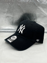 Load image into Gallery viewer, New York Yankees MLB &#39;47 Brand Black Clean Up Adjustable Strapback Hat - Casey&#39;s Sports Store
