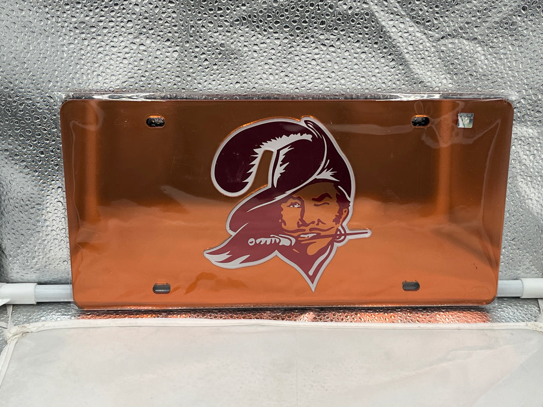 Tampa Bay Buccaneers NFL Throwback Orange Laser Cut License Plate Wincraft