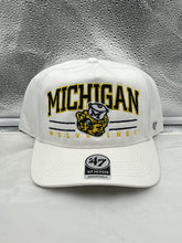 Load image into Gallery viewer, Michigan Wolverines Throwback NCAA &#39;47 Brand White Roscoe Hitch Adjustable Hat - Casey&#39;s Sports Store

