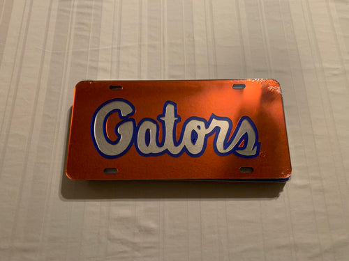 Florida Gators NCAA Orange Mirrored Laser Cut License Plate Craftique - Casey's Sports Store