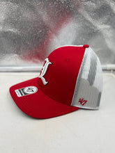 Load image into Gallery viewer, Close-up of the Louisville Cardinals hat featuring the adjustable snapback design and breathable trucker mesh back, ideal for comfortable wear on game day.
