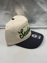 Load image into Gallery viewer, Back view of the Seattle Seahawks NFL '47 Brand Natural Two Tone Hitch Snapback Adjustable Hat showing the structure and fit, an essential Seattle Seahawks hat for full support.
