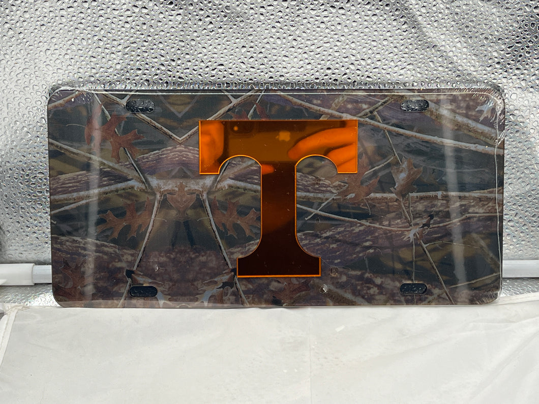 Tennessee Volunteers NCAA Camo Mirrored Laser Cut License Plate Craftique - Casey's Sports Store