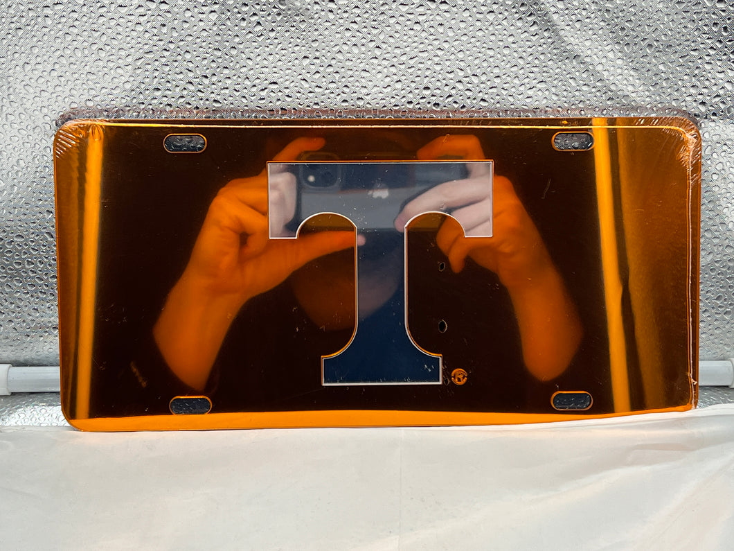 Tennessee Volunteers NCAA Orange Mirrored Laser Cut License Plate Craftique - Casey's Sports Store