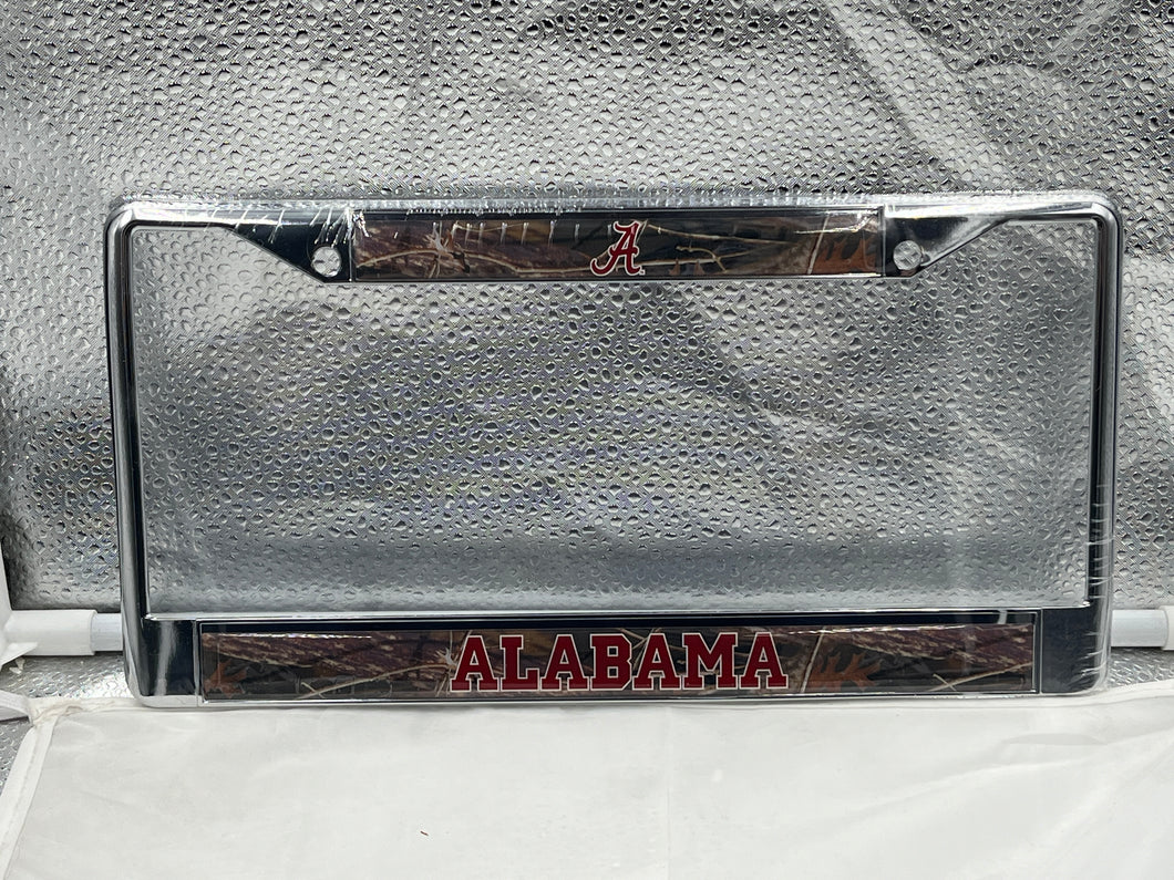 Alabama Crimson Tide NCAA Camo Craftique Chrome License Plate Frame - Casey's Sports Store