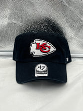 Load image into Gallery viewer, Kansas City Chiefs NFL &#39;47 Brand Black Clean Up Adjustable Hat - Casey&#39;s Sports Store
