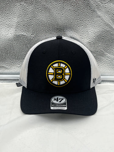 Boston Bruins NHL '47 Brand Black Trucker Mesh Adjustable Snapback Hat - Casey's Sports Store