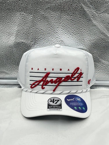 Los Angeles Angels MLB '47 Brand White Script Hitch Rope Adjustable Snapback Hat - Casey's Sports Store