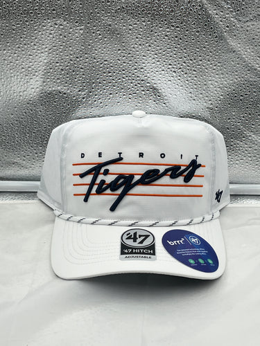 Detroit Tigers MLB '47 Brand White Script Hitch Rope Adjustable Snapback Hat - Casey's Sports Store