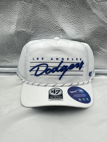 Los Angeles Dodgers MLB 47 Brand White Script Hitch Rope Adjustable Snapback Hat - Casey's Sports Store