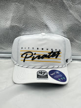 Load image into Gallery viewer, Pittsburgh Pirates MLB &#39;47 Brand White Script Hitch Rope Adjustable Snapback Hat - Casey&#39;s Sports Store
