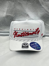 Load image into Gallery viewer, Washington Nationals MLB &#39;47 White Script Hitch Rope Adjustable Snapback Hat - Casey&#39;s Sports Store
