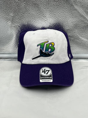 Tampa Bay Rays MLB '47 Brand Throwback Purple Two Tone Clean Up Adjustable Hat - Casey's Sports Store