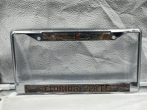 Florida State Seminoles FSU NCAA Camo Craftique Chrome License Plate Frame - Casey's Sports Store