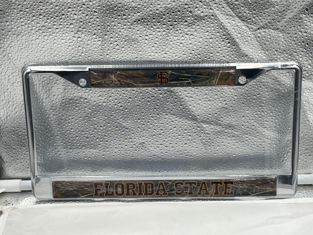 Florida State Seminoles FSU NCAA Camo Craftique Chrome License Plate Frame - Casey's Sports Store