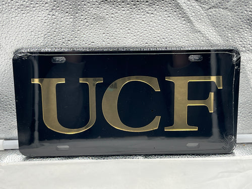 UCF Knights NCAA Black Mirrored Laser Cut License Plate Craftique - Casey's Sports Store
