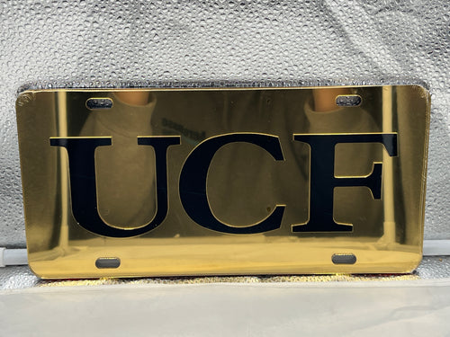 UCF Knights NCAA Gold Mirrored Laser Cut License Plate Craftique - Casey's Sports Store