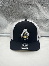 Load image into Gallery viewer, Purdue Boilermakers NCAA &#39;47 Brand Trucker Black Mesh Snapback Adjustable Hat - Casey&#39;s Sports Store
