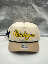 Load image into Gallery viewer, Michigan Wolverines NCAA &#39;47 Brand Natural Two Tone Script Hitch Adjustable Hat - Casey&#39;s Sports Store
