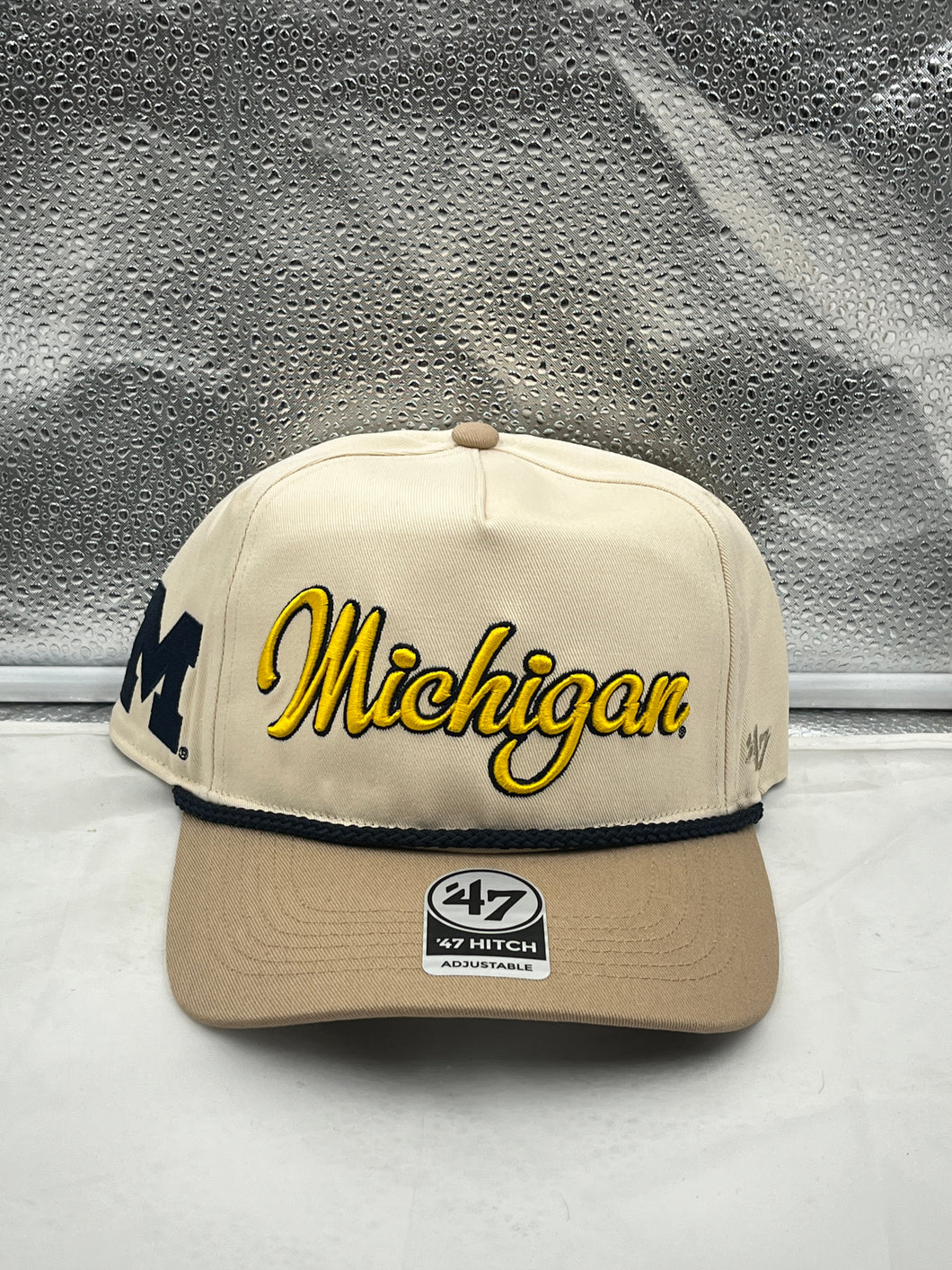 Michigan Wolverines NCAA '47 Brand Natural Two Tone Script Hitch Adjustable Hat - Casey's Sports Store