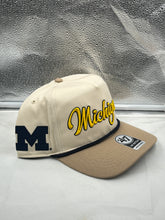 Load image into Gallery viewer, Michigan Wolverines NCAA &#39;47 Brand Natural Two Tone Script Hitch Adjustable Hat - Casey&#39;s Sports Store
