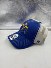 Load image into Gallery viewer, Pitt Panthers NCAA '47 Throwback Blue Clean Up Mesh Adjustable Snapback Hat – Pitt Panthers hat front logo view
