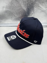 Load image into Gallery viewer, Houston Texans NFL '47 Brand Navy Script Hitch Rope Snapback Adjustable Hat – Houston Texans hat front view with snapback adjustable fit
