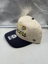Load image into Gallery viewer, Indiana Pacers NBA '47 Brand Natural Two Tone Hitch Adjustable Snapback Hat — Indiana Pacers hat side profile
