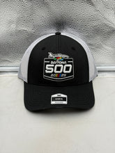 Load image into Gallery viewer, Daytona 500 Logo NASCAR Black Fan Favorite Trucker Mesh Snapback Adjustable Hat, perfect Daytona 500 hat for stock car racing enthusiasts.

