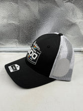 Load image into Gallery viewer, Side view of Daytona 500 Logo NASCAR Black Fan Favorite Trucker Mesh Snapback Adjustable Hat, featuring breathable design ideal for a Daytona 500 hat.
